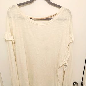 NWT Anthropologie Pilcro Brand 💯 Cotton Tunic in Ivory with Ruffled Accents.